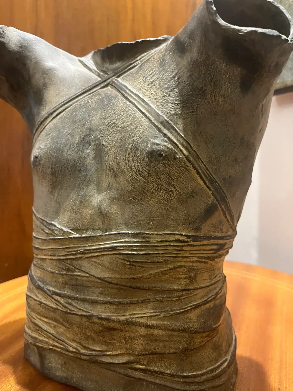 Corazza Media 1987 — front view, collector photograph, dark patina bronze